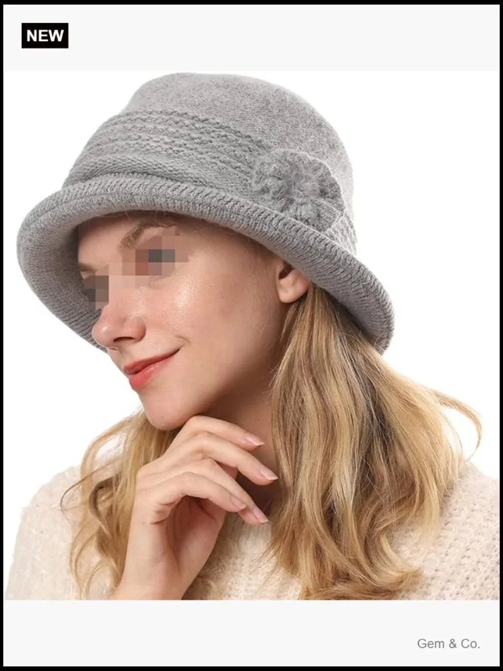 Winter Knit Cloche Hat Vintage Beanie Round Brim Warm Bucket Hat for Women